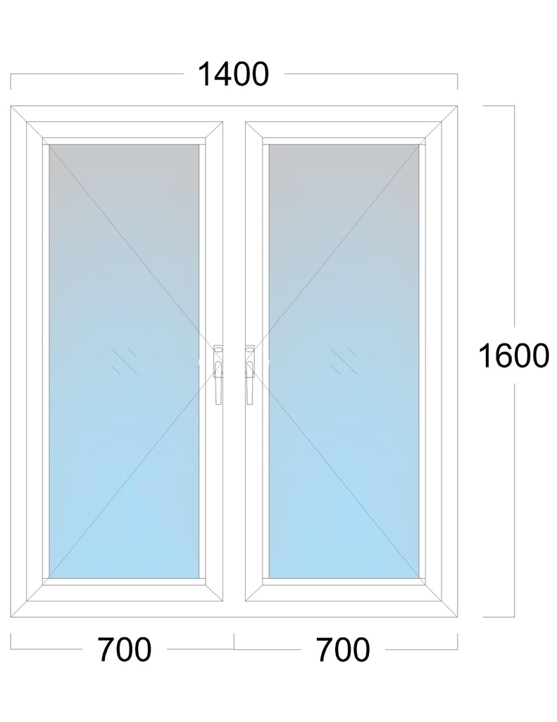 Window: OO/OO: Width 1400 x Height 1600 mm