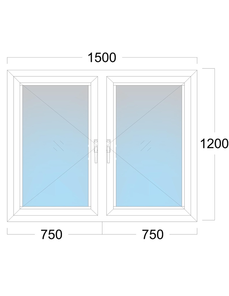 Window: OO/OO: Width 1500 x Height 1200 mm
