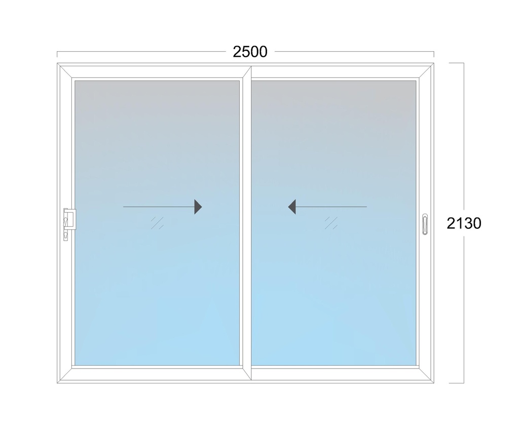 Sliding Door: Width 2500 x Height 2130 mm