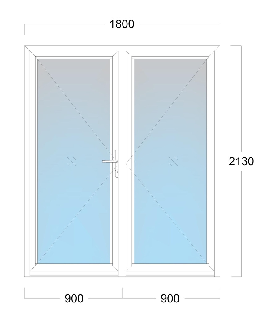 Double Door: Width 1800 x Height 2130 mm