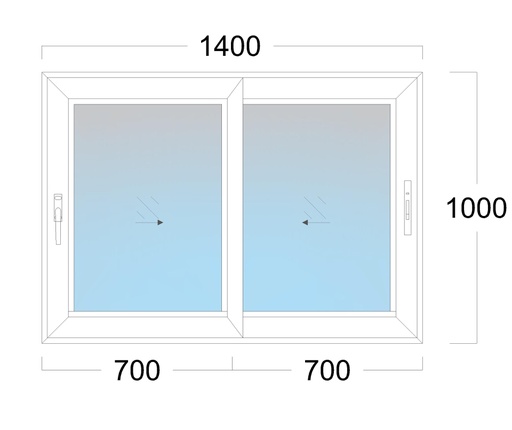 [EH-SL.00B3] SL Window: Width 1400 x Height 1000 mm